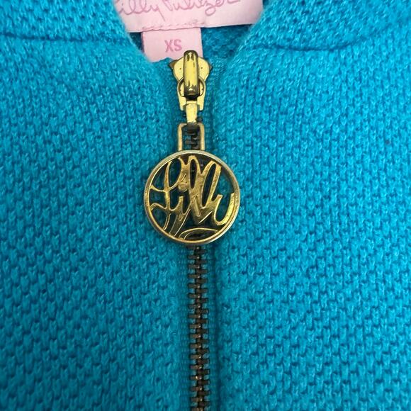 Lilly Pulitzer Zip Down Waffle Hoodie in Teal - Picture 4 of 7